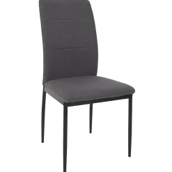 SERGIO - Ensemble Table en MDF et 4 Chaises en Tissu Gris Pieds Métal Noir