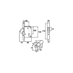 Serrure à crochet rentrant axe 60mm avec cylindre - TORBEL - A27071