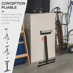 Servante à rouleau pliable - servante d'atelier à rouleau - max 90 Kg - H. 68-110 cm - métal rouge noir