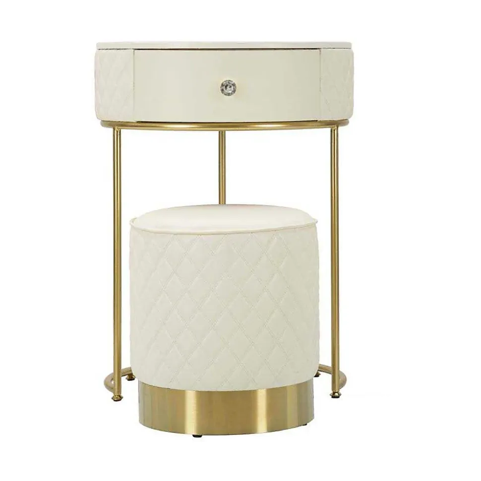 Set coiffeuse avec tabouret effet matelassé Sharon