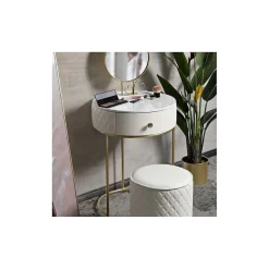 Set coiffeuse avec tabouret effet matelassé Sharon
