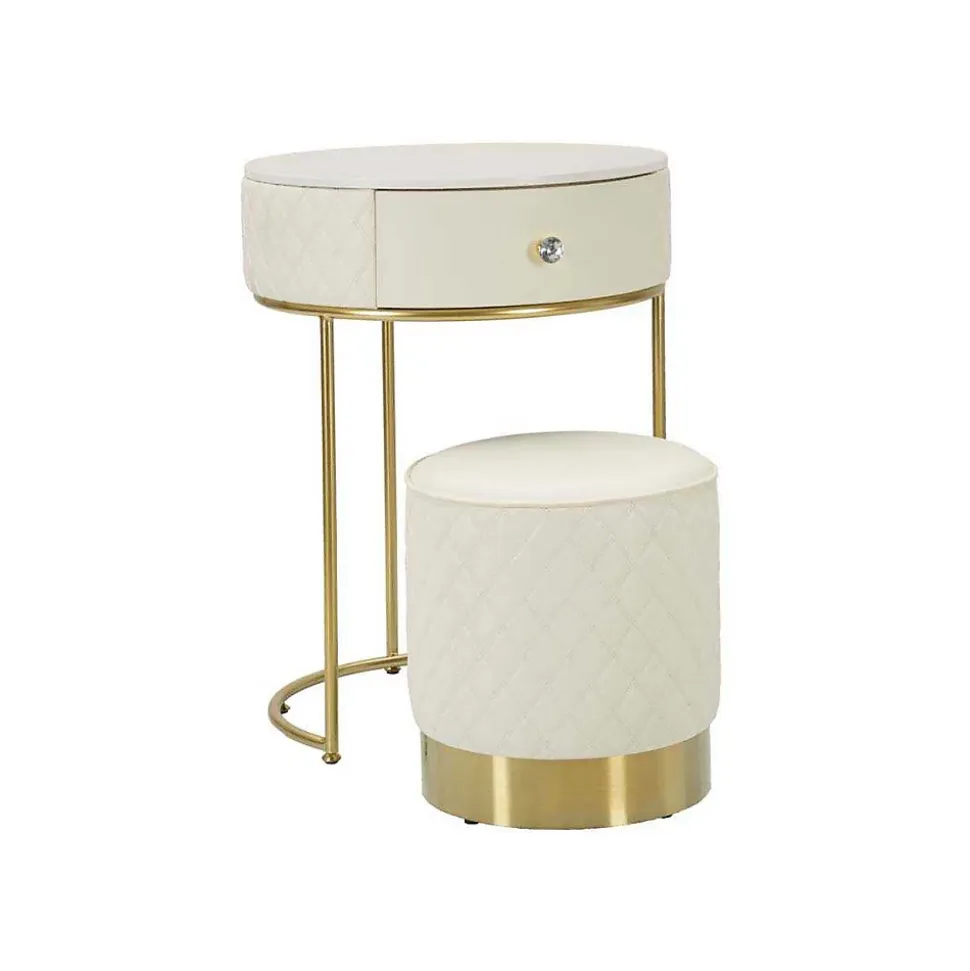 Set coiffeuse avec tabouret effet matelassé Sharon