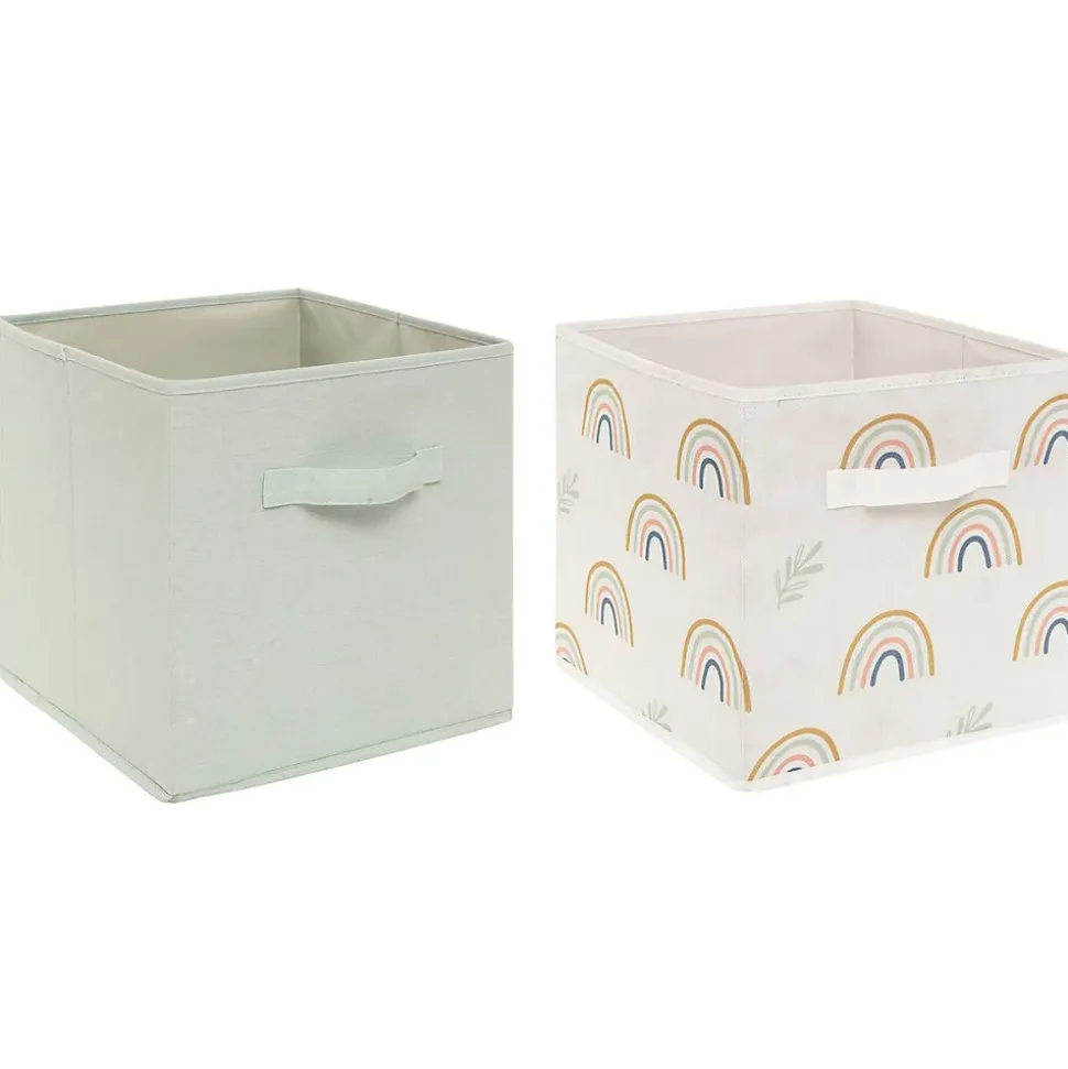 Set de 2 bacs rangements enfant - carton - vert - Atmosphera