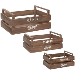 Set de 3 cagettes en bois L23/29/35cm - Atmosphera