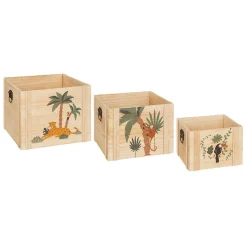 Set de 3 cagettes enfant Jungle - bois - Atmosphera