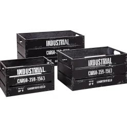 Set de 3 cagettes Indus - métal - noir - Atmosphera