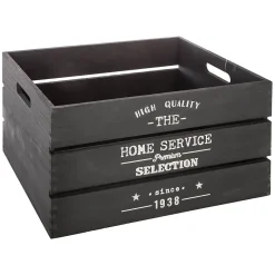 Set de 6 caisses cagettes Facto - bois - noir - Atmosphera