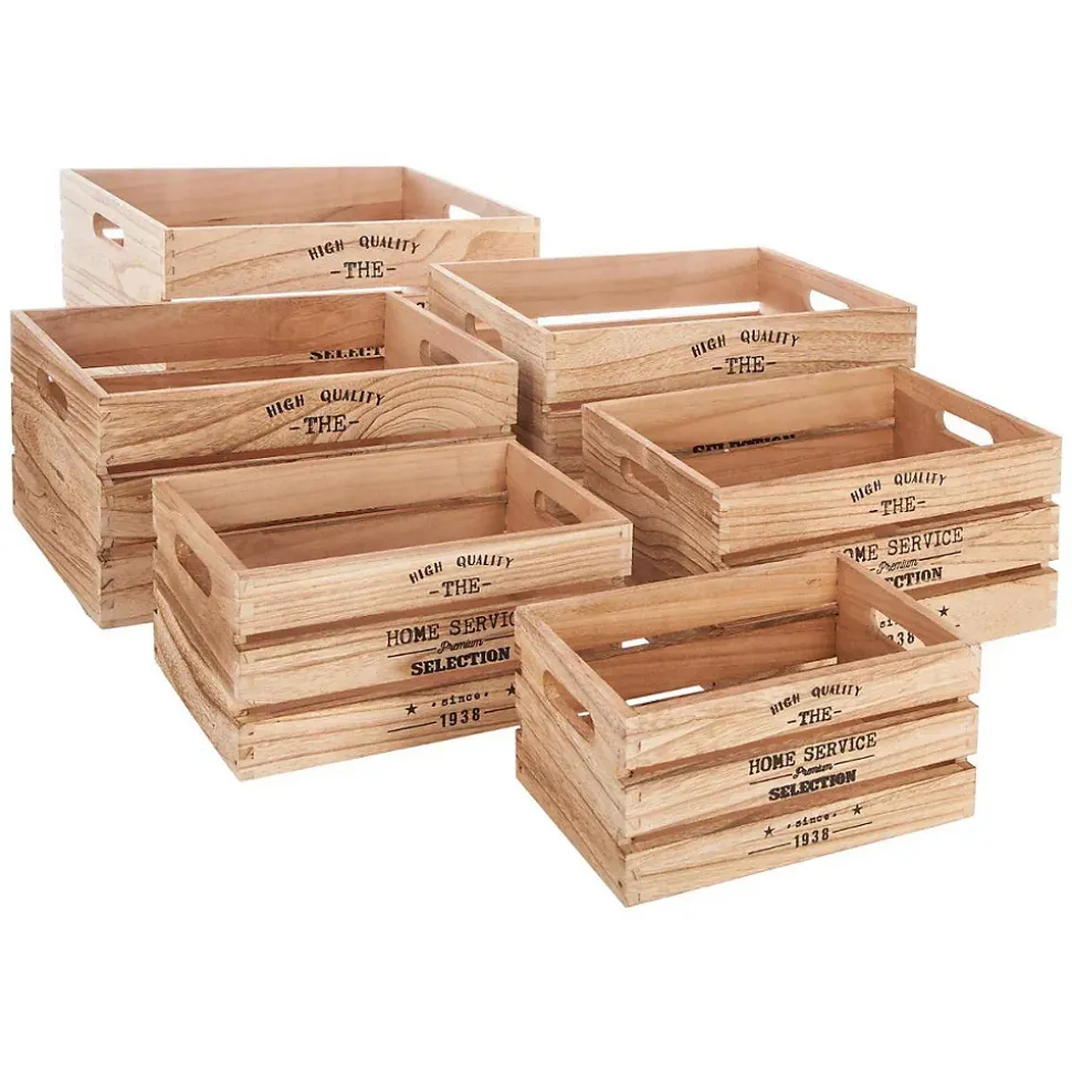 Set de 6 caisses cagettes Facto - bois - Atmosphera