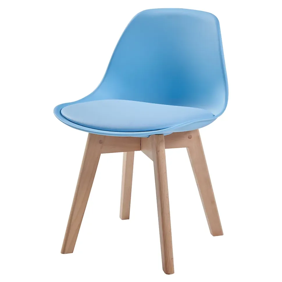Set de 2 chaises pour enfants Elvdal rembourré en similicuir PU plastique hêtre bleu ciel en.casa