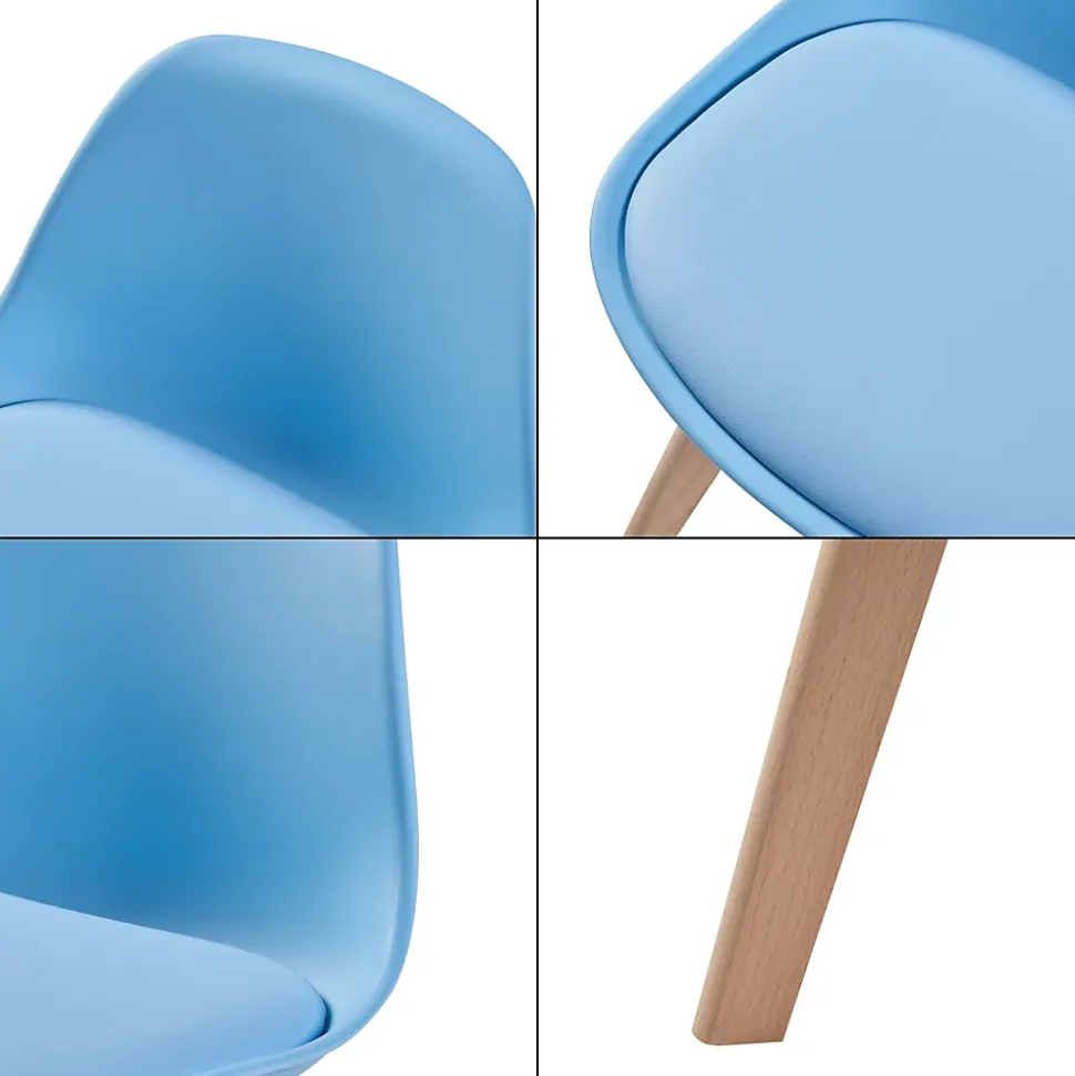 Set de 2 chaises pour enfants Elvdal rembourré en similicuir PU plastique hêtre bleu ciel en.casa