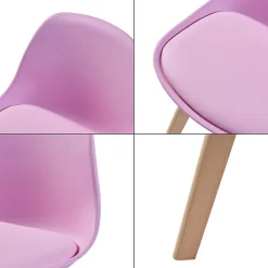Set de 2 chaises pour enfants Elvdal rembourré en similicuir PU plastique hêtre rose en.casa