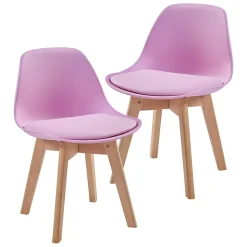 Set de 2 chaises pour enfants Elvdal rembourré en similicuir PU plastique hêtre rose en.casa