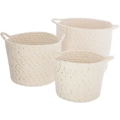 Set de 3 paniers à anses enfantLurex - blanc - Atmosphera
