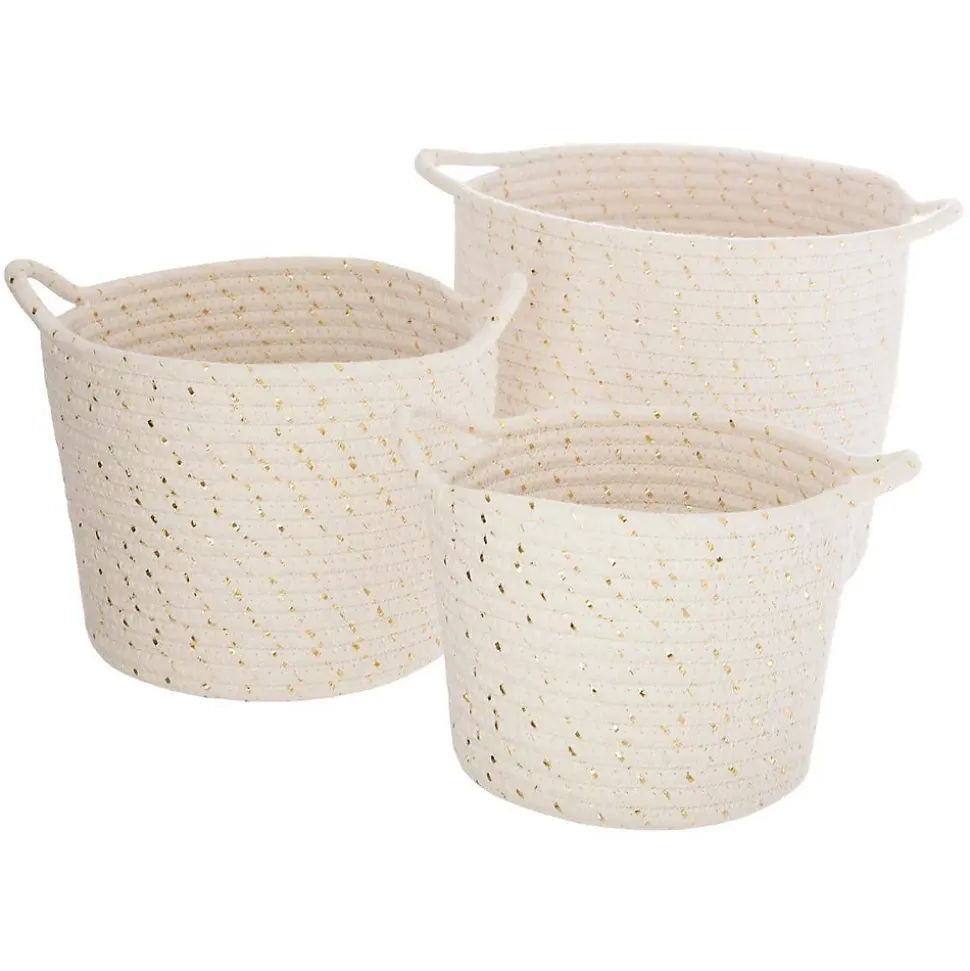 Set de 3 paniers à anses enfantLurex - blanc - Atmosphera