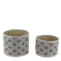 Set de 2 paniers beiges à motifs