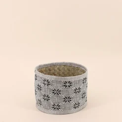 Set de 2 paniers beiges à motifs