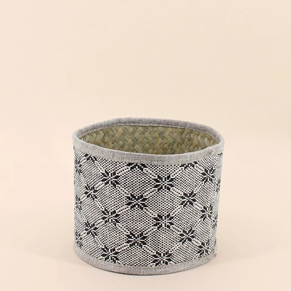 Set de 2 paniers beiges à motifs