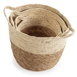 Set de 3 paniers Brais fibre naturelle, blanc/naturel