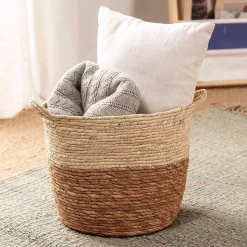 Set de 3 paniers Brais fibre naturelle, blanc/naturel