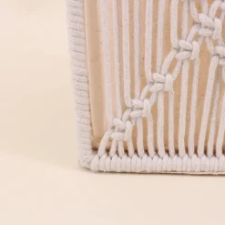 Set de 2 paniers déco tissu macramé