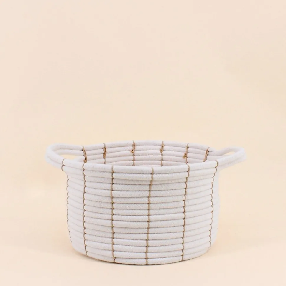 Set de 2 paniers en corde beige avec poignées 27x16cm