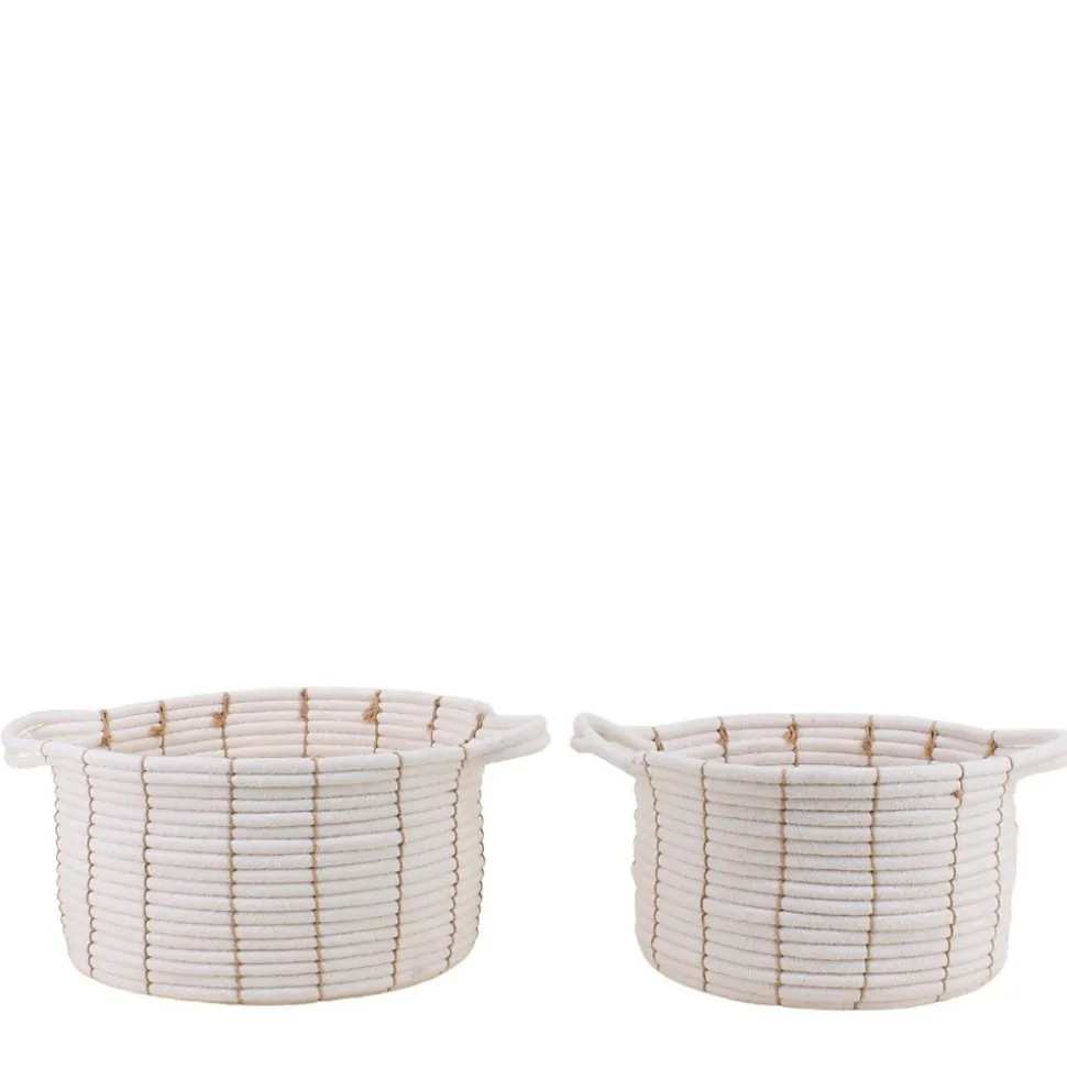 Set de 2 paniers en corde beige avec poignées 27x16cm