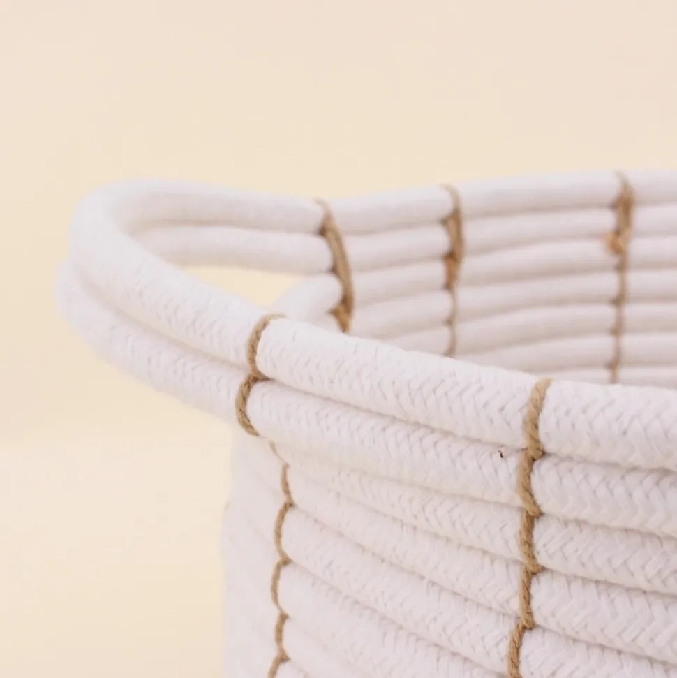 Set de 2 paniers en corde beige avec poignées 27x16cm