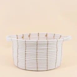 Set de 2 paniers en corde beige avec poignées 27x16cm