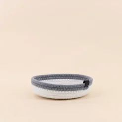 Set de 4 paniers en corde gris et blanc