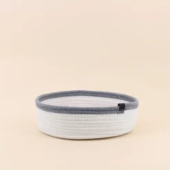 Set de 4 paniers en corde gris et blanc