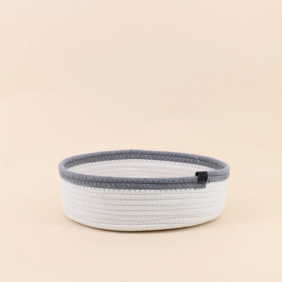 Set de 4 paniers en corde gris et blanc