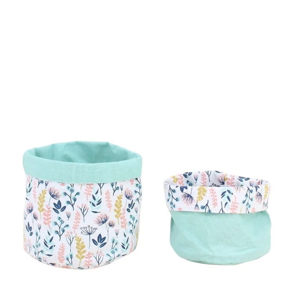 Set de 2 paniers imprimés fleuris réversibles