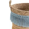 Set de 2 paniers Indie fibre naturelle, bleu/orange