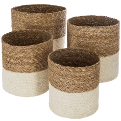 Set de 4 paniers jute - blanc - Beige- Atmosphera