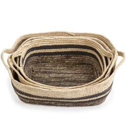 Set de 3 paniers Luar fibre naturelle et papier, marron/beige