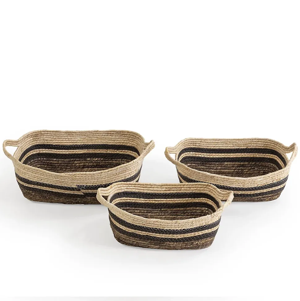 Set de 3 paniers Luar fibre naturelle et papier, marron/beige