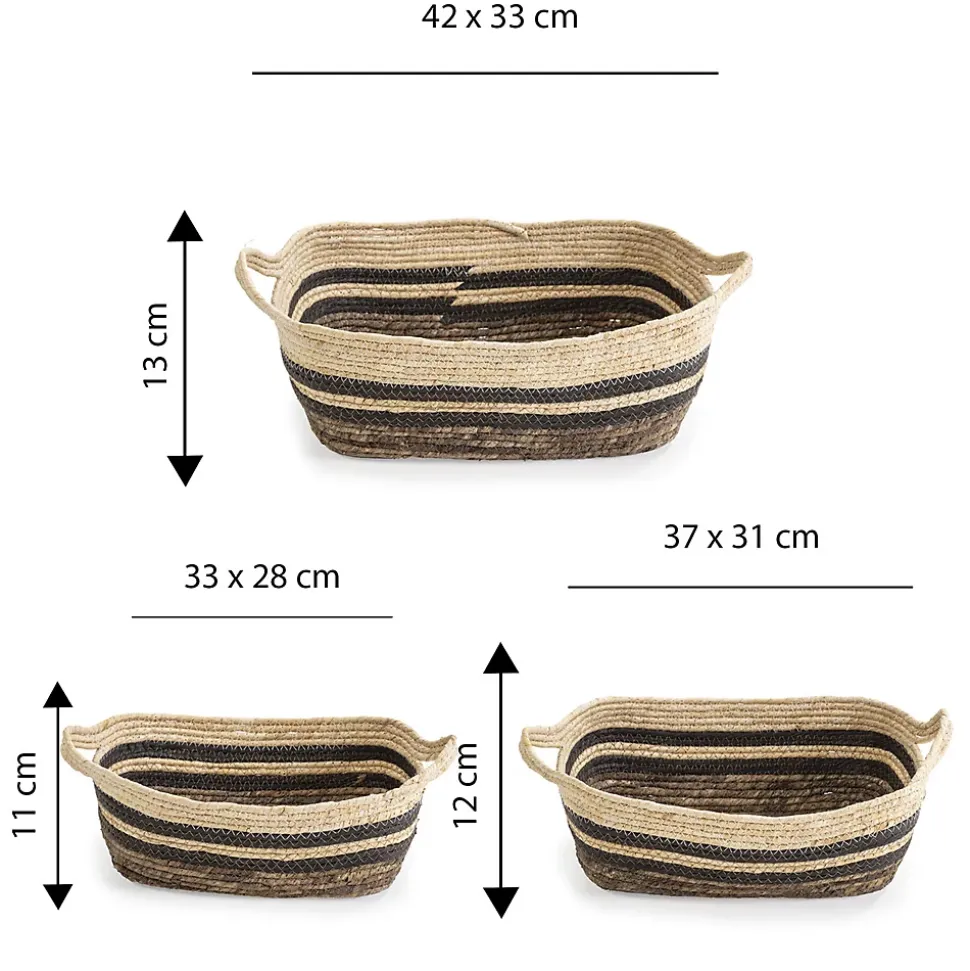 Set de 3 paniers Luar fibre naturelle et papier, marron/beige