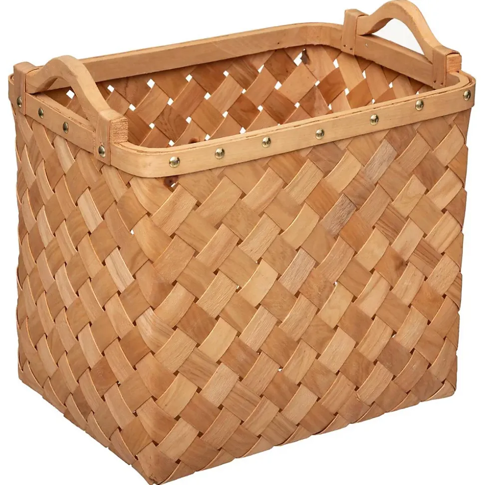 Set de 3 paniers rectangulaires - bois clair tressé - Atmosphera