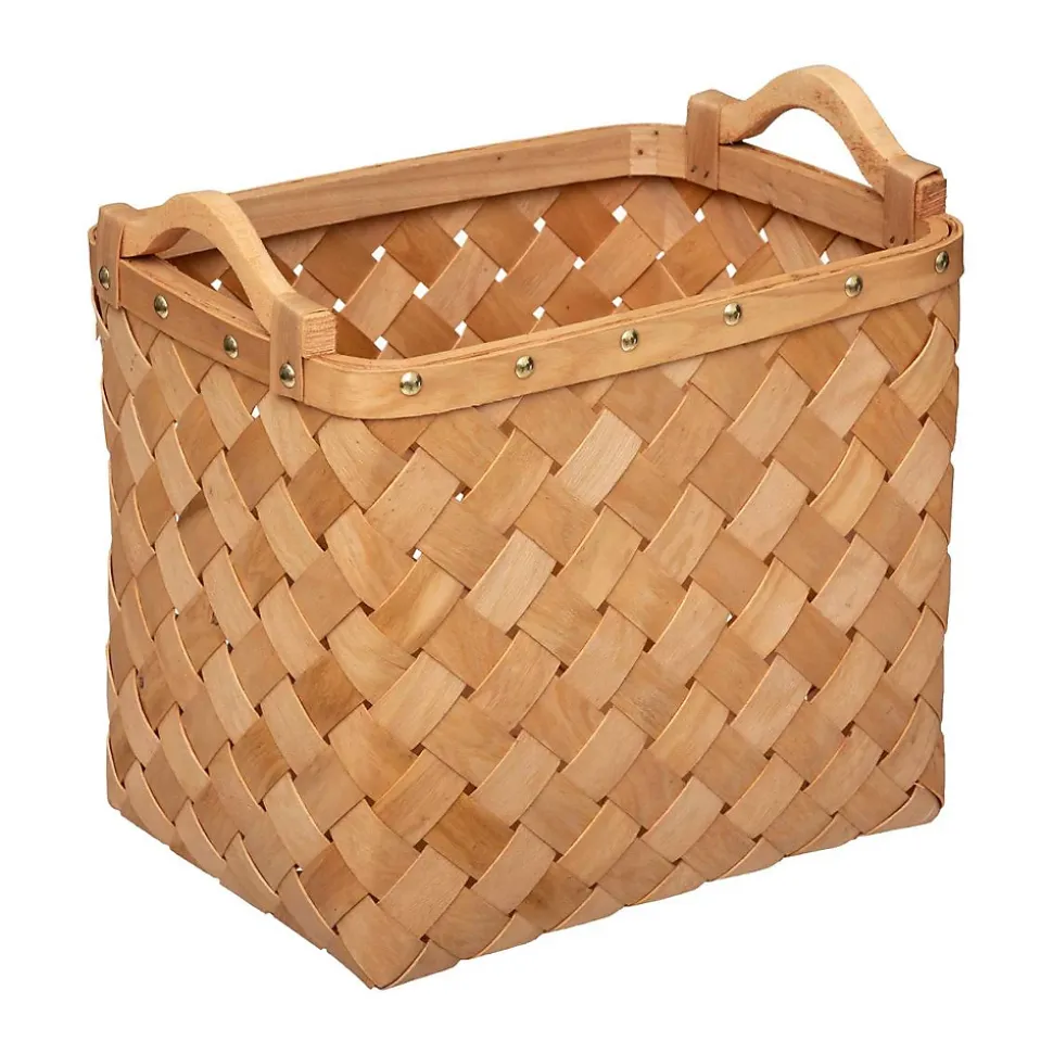 Set de 3 paniers rectangulaires - bois clair tressé - Atmosphera