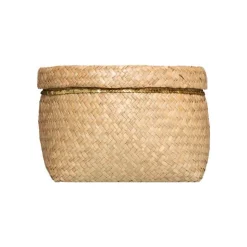 Set de 5 paniers ronds - roseau tressé - sequins dorés - Atmosphera