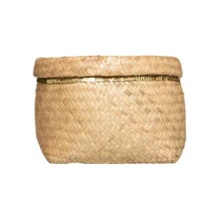 Set de 5 paniers ronds - roseau tressé - sequins dorés - Atmosphera
