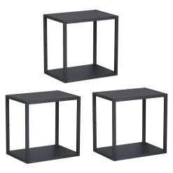 Set de 3 étagères murales Nostened acier 28 x 28 x 20 cm noir en.casa