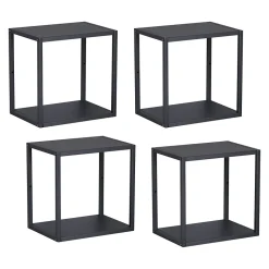 Set de 4 étagères murales Nostened acier 28 x 28 x 20 cm noir en.casa