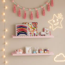 Set de 2 étagères murales pour enfants Vestnes 60 x 10 x 5 cm rose en.casa
