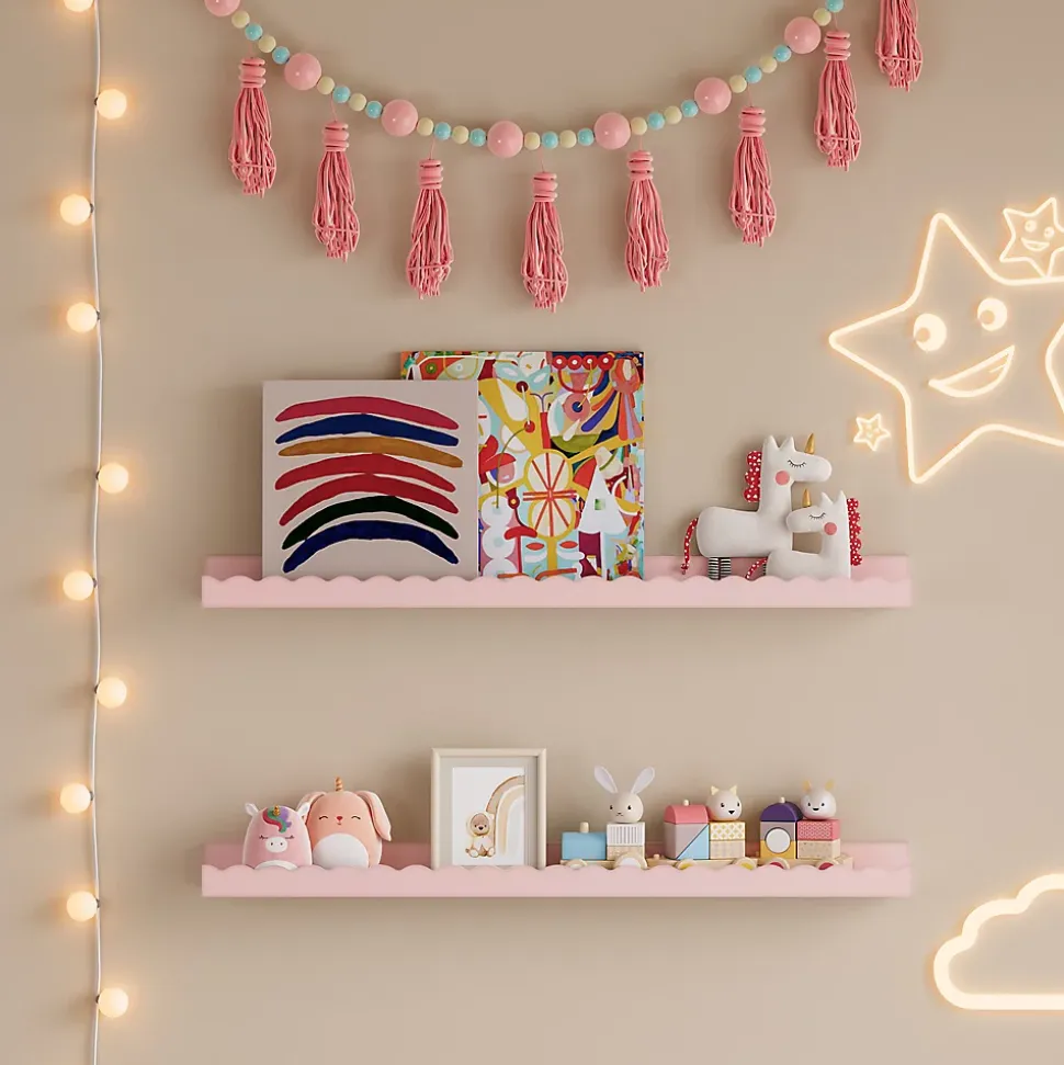 Set de 2 étagères murales pour enfants Vestnes 60 x 10 x 5 cm rose en.casa