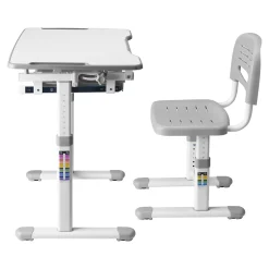 Set de bureau et chaise pour enfant Sala gris blanc en.casa