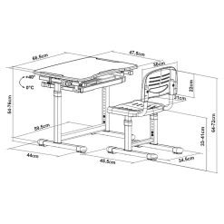 Set de bureau et chaise pour enfant Sala gris blanc en.casa