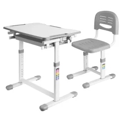 Set de bureau et chaise pour enfant Sala gris blanc en.casa