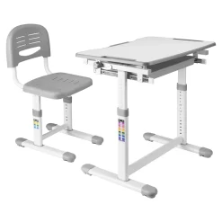 Set de bureau et chaise pour enfant Sala gris blanc en.casa