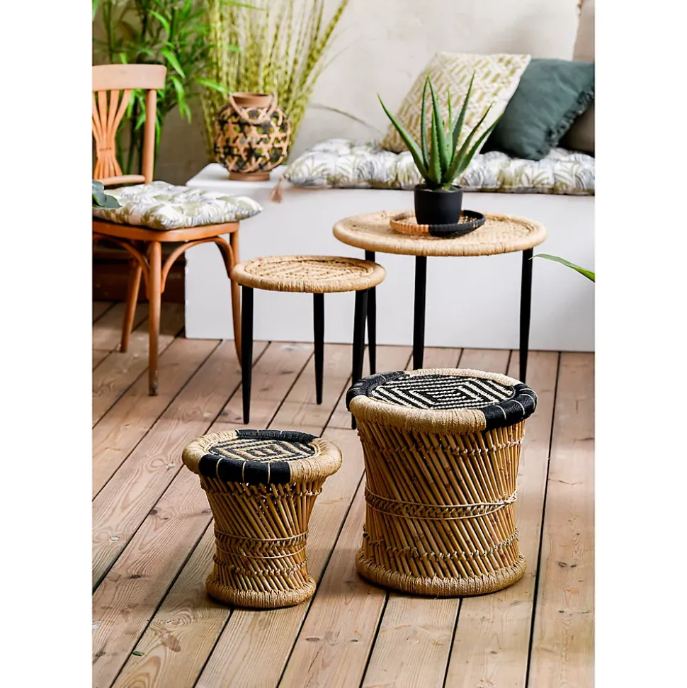 Set de deux tabourets en bambou